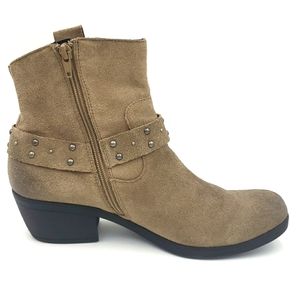 KORKS Distressed Rustic Suede Studded Ankle Boot